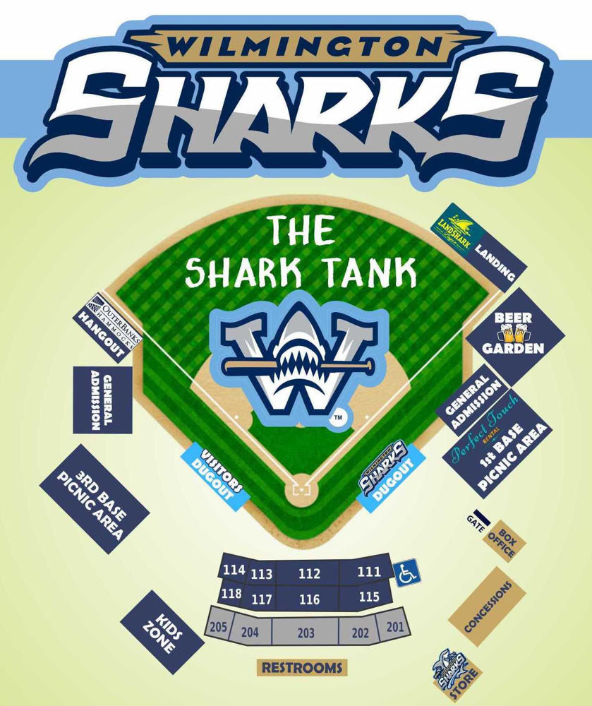 Wilmington Sharks Merchandise. Morehead City Marlins vs. Sharks